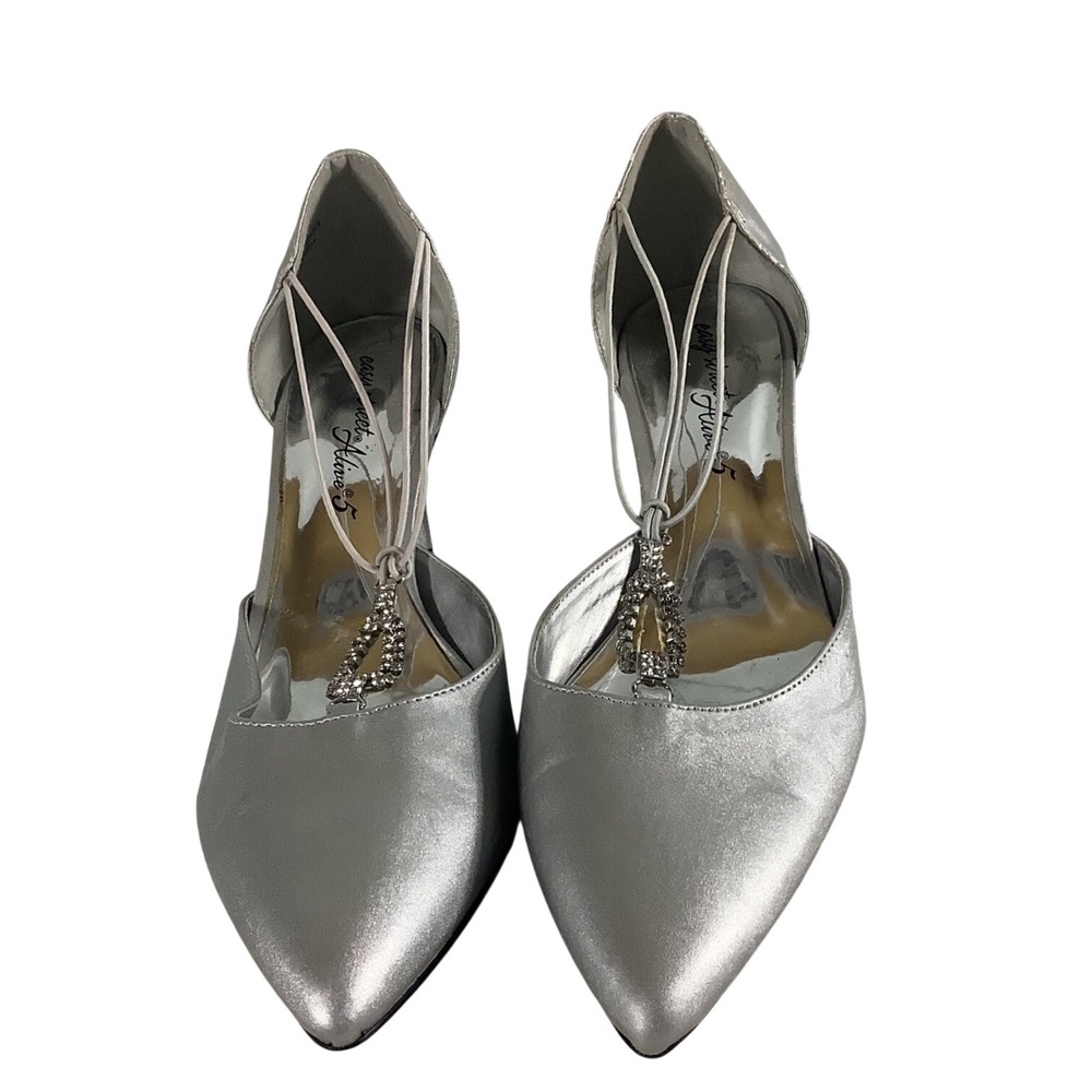 Easy Street Alive 5 Silver‎ Metallic Rhinestone Dance Flex Pumps 9.5 M 30-6027